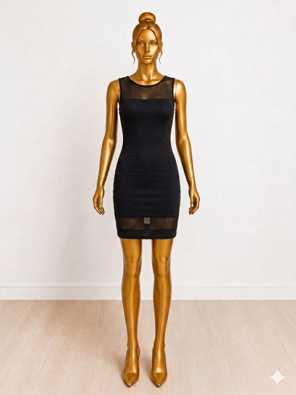 Boohoo Black Mesh Panel Dress